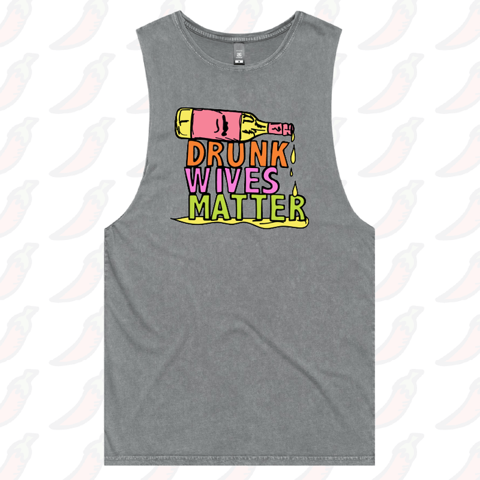 S / Ash / Large Front Design Drunk Wives Matter 🥂 – Tank