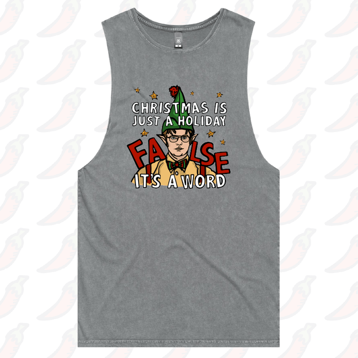 S / Ash / Large Front Design Dwight Christmas 👩‍🌾🎄- Tank