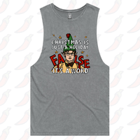 S / Ash / Large Front Design Dwight Christmas 👩‍🌾🎄- Tank