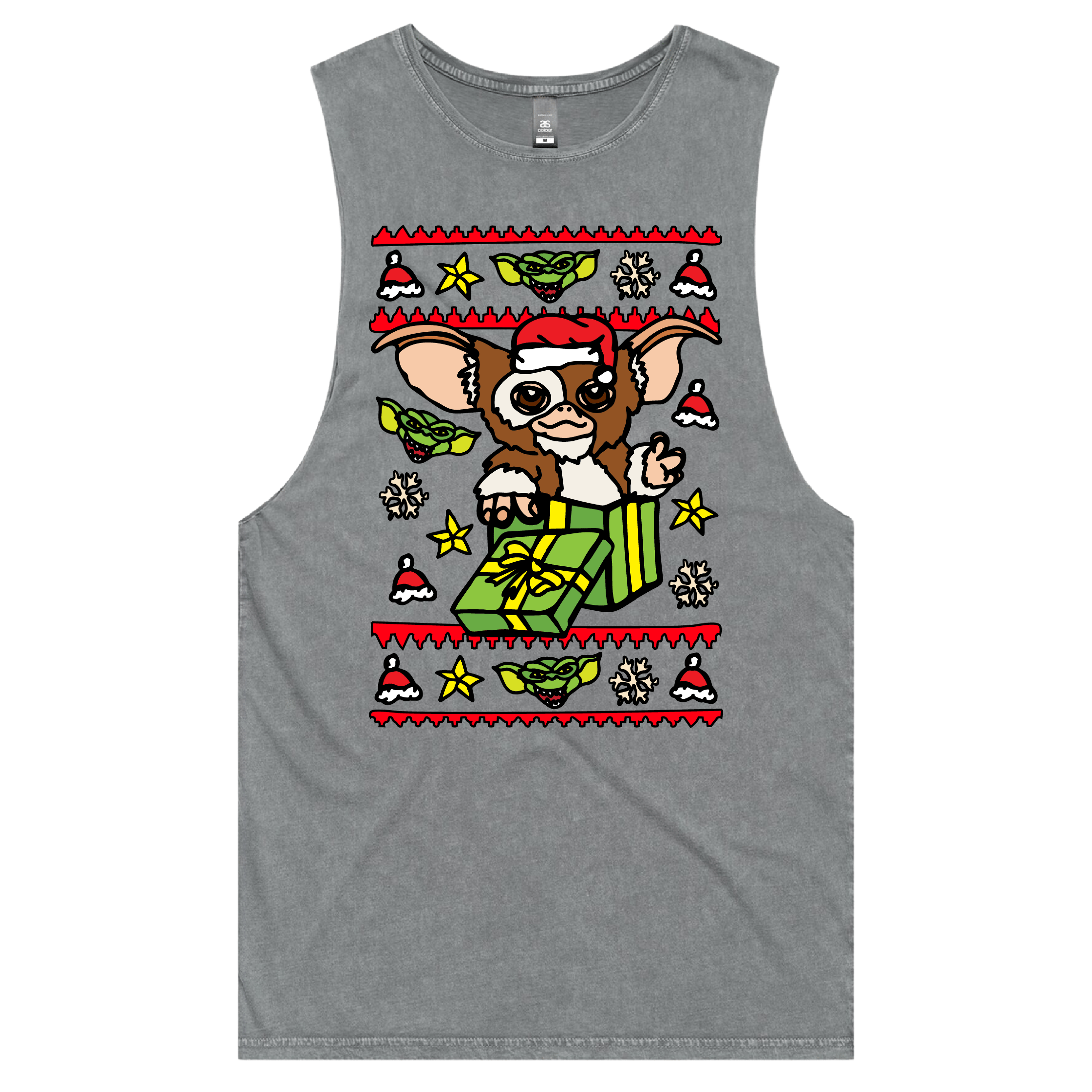 S / Ash / Large Front Design Gremlins Christmas 😈🎁 – Tank