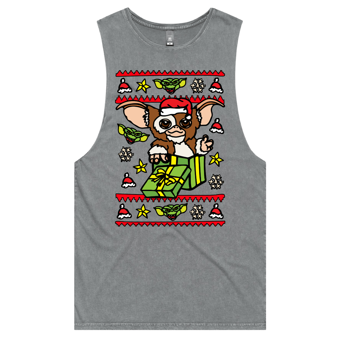 S / Ash / Large Front Design Gremlins Christmas 😈🎁 – Tank