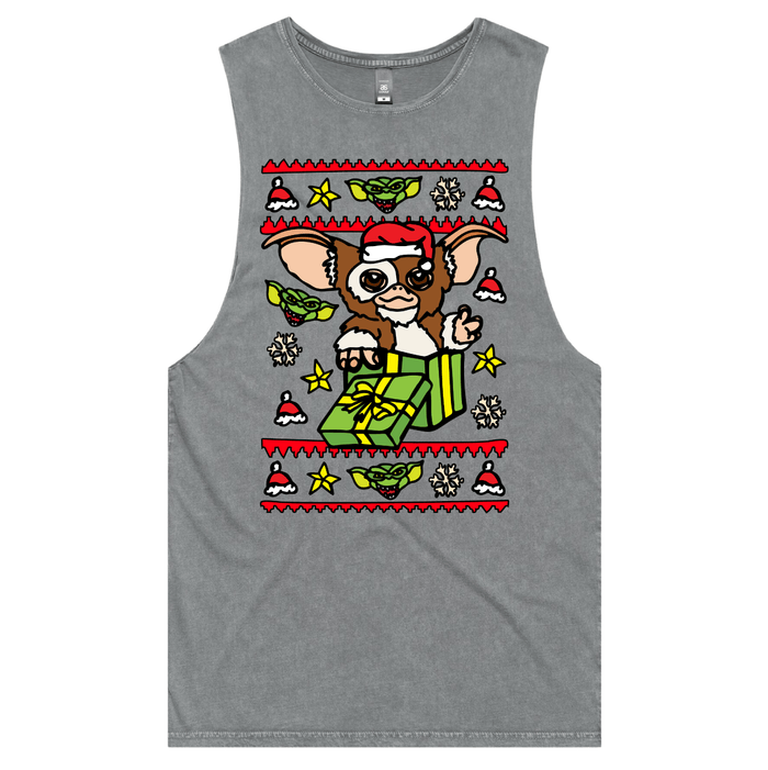 S / Ash / Large Front Design Gremlins Christmas 😈🎁 – Tank