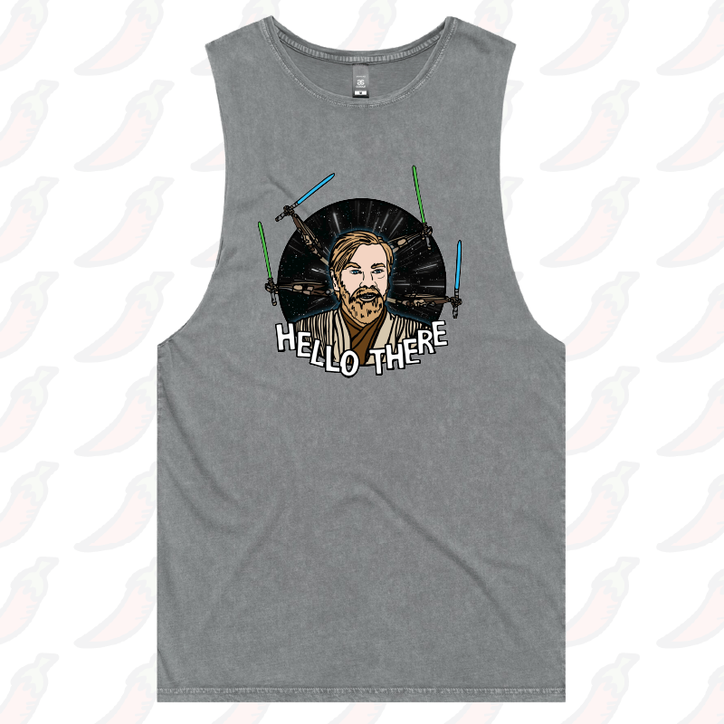 S / Ash / Large Front Design Hello There! 👋 - Tank