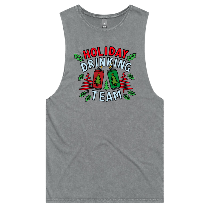 S / Ash / Large Front Design Holiday Drinking Team 🍻🎄 – Tank