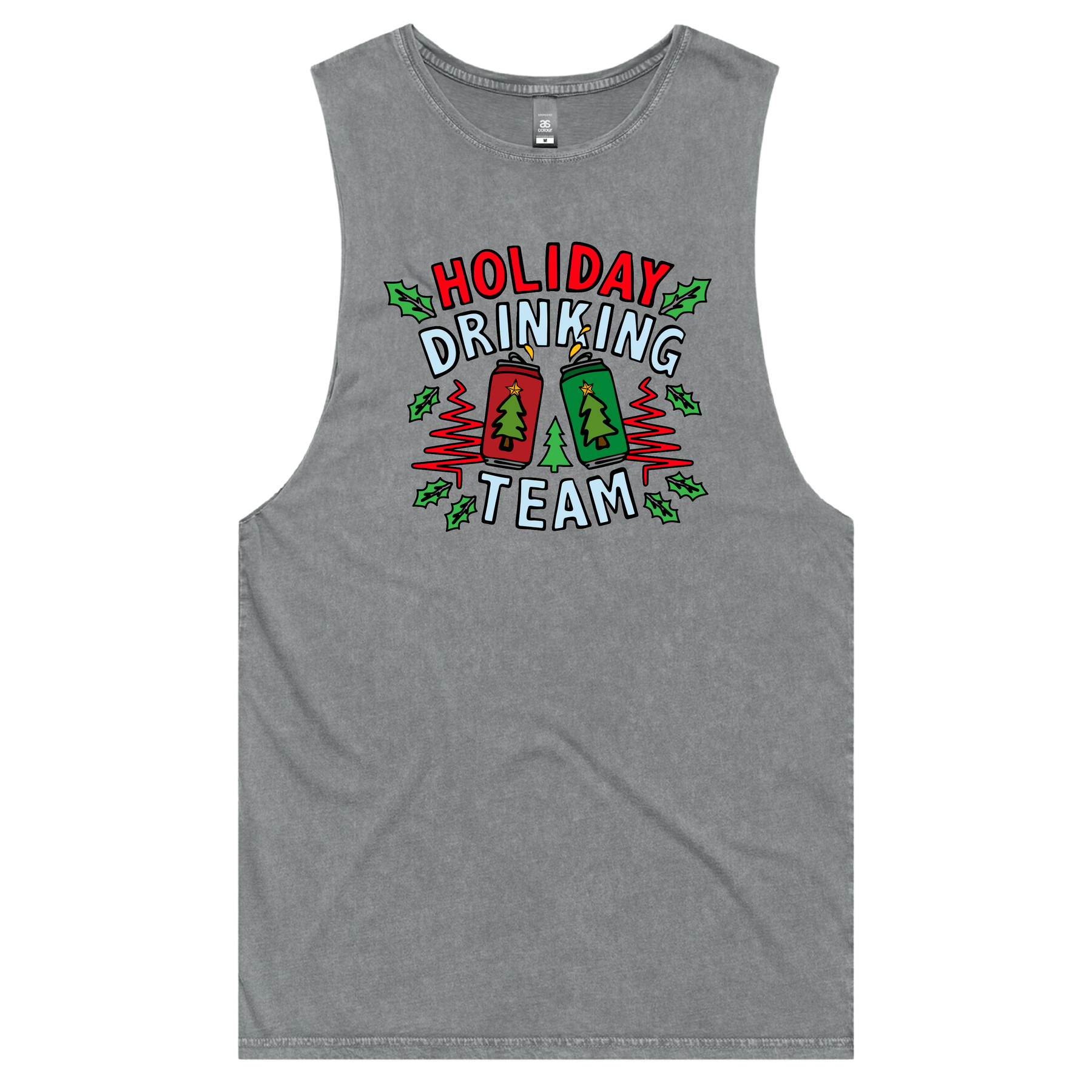 S / Ash / Large Front Design Holiday Drinking Team 🍻🎄 – Tank