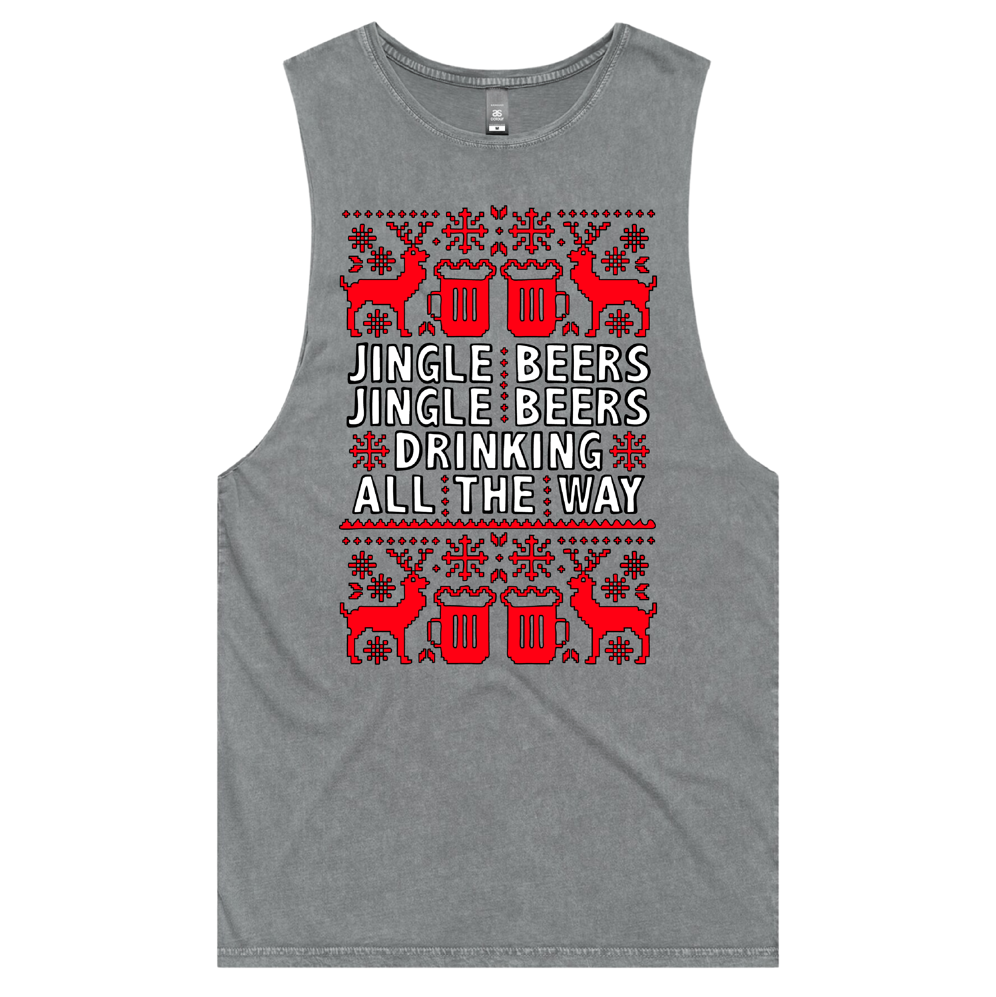 S / Ash / Large Front Design Jingle Beers 🔔🍻 – Tank