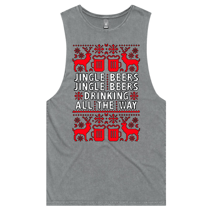 S / Ash / Large Front Design Jingle Beers 🔔🍻 – Tank