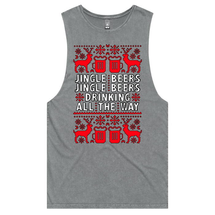 S / Ash / Large Front Design Jingle Beers 🔔🍻 – Tank