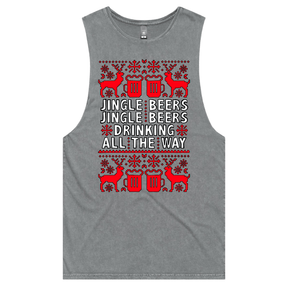 S / Ash / Large Front Design Jingle Beers 🔔🍻 – Tank