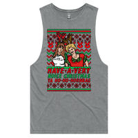 S / Ash / Large Front Design Kath & Kim Christmas Pattern 😈🎄 – Tank