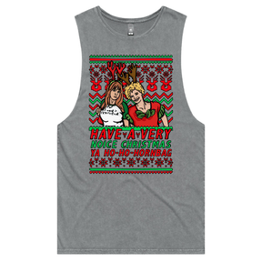 S / Ash / Large Front Design Kath & Kim Christmas Pattern 😈🎄 – Tank