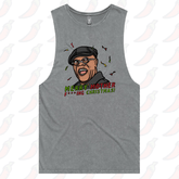 S / Ash / Large Front Design Merry Mother F**** Christmas 👨🏾‍🦲🎄- Tank