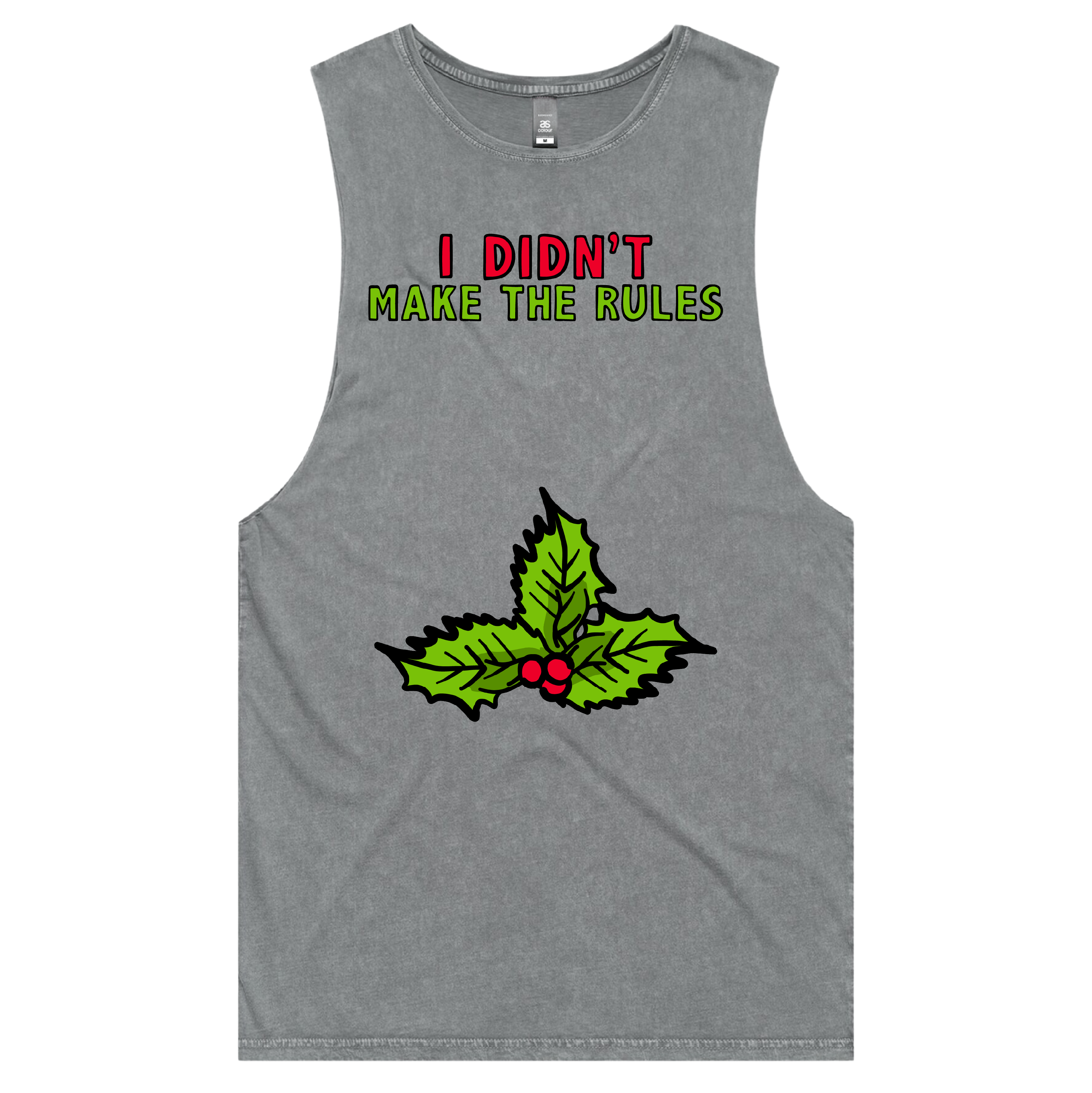 S / Ash / Large Front Design Mistletoe Rules 💋🎄 – Tank