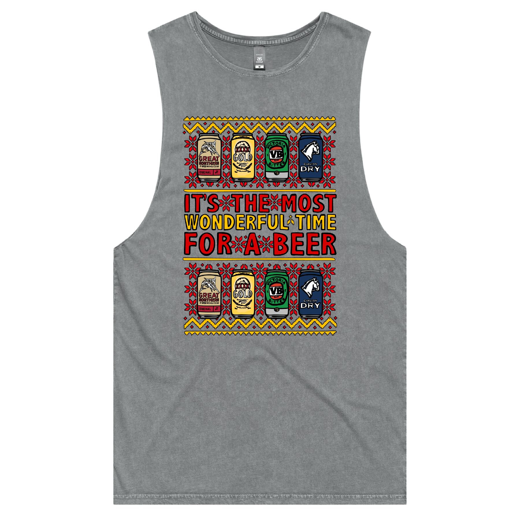 S / Ash / Large Front Design Most Wonderful Time For A Beer 🎁🍻 – Tank