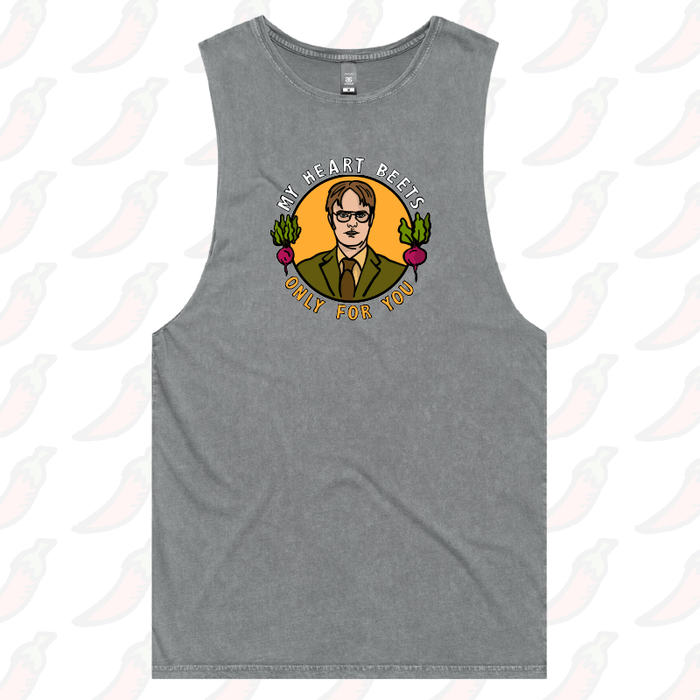 S / Ash / Large Front Design MY HEART BEETS FOR YOU 💓- Tank