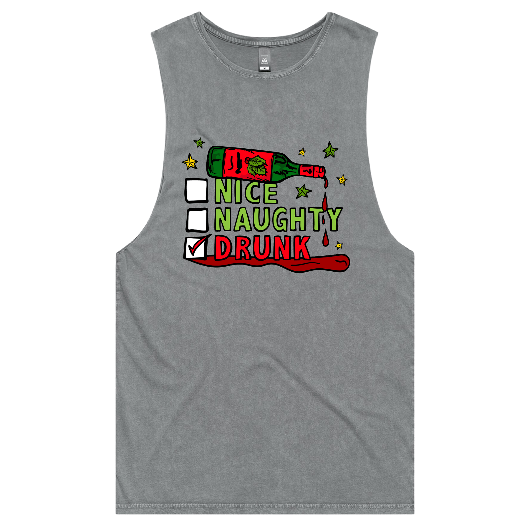 S / Ash / Large Front Design Naughty Nice List ✅❌ - Tank