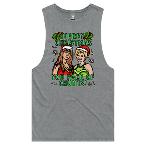 S / Ash / Large Front Design Pack Of Chunts Christmas 💁‍♀️🎄 - Tank