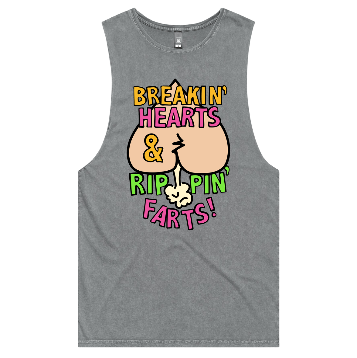 S / Ash / Large Front Design Rippin Farts 💔💨 - Tank
