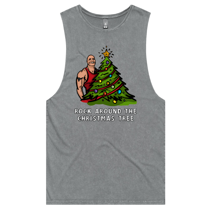 S / Ash / Large Front Design Rock Around The Christmas Tree 🎄 - Tank