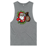 S / Ash / Large Front Design Santa is Coming 🎅🎄- Tank