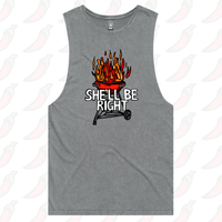 S / Ash / Large Front Design She’ll Be Right BBQ 🤷🔥 – Tank