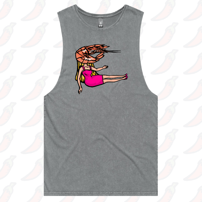 S / Ash / Large Front Design Shrimp on a Barbie 👜 - Tank