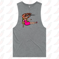 S / Ash / Large Front Design Shrimp on a Barbie 👜 - Tank