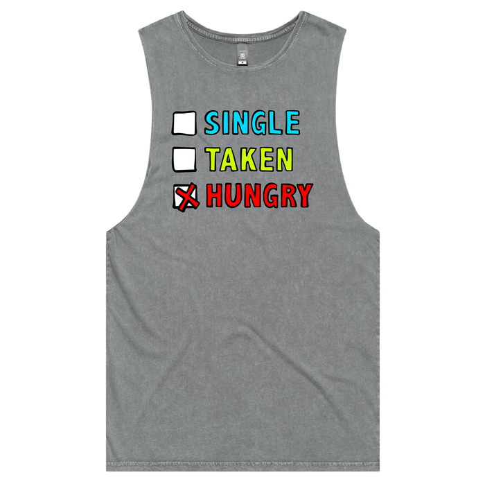 S / Ash / Large Front Design Single Taken Hungry 🍔🍟 -  Tank