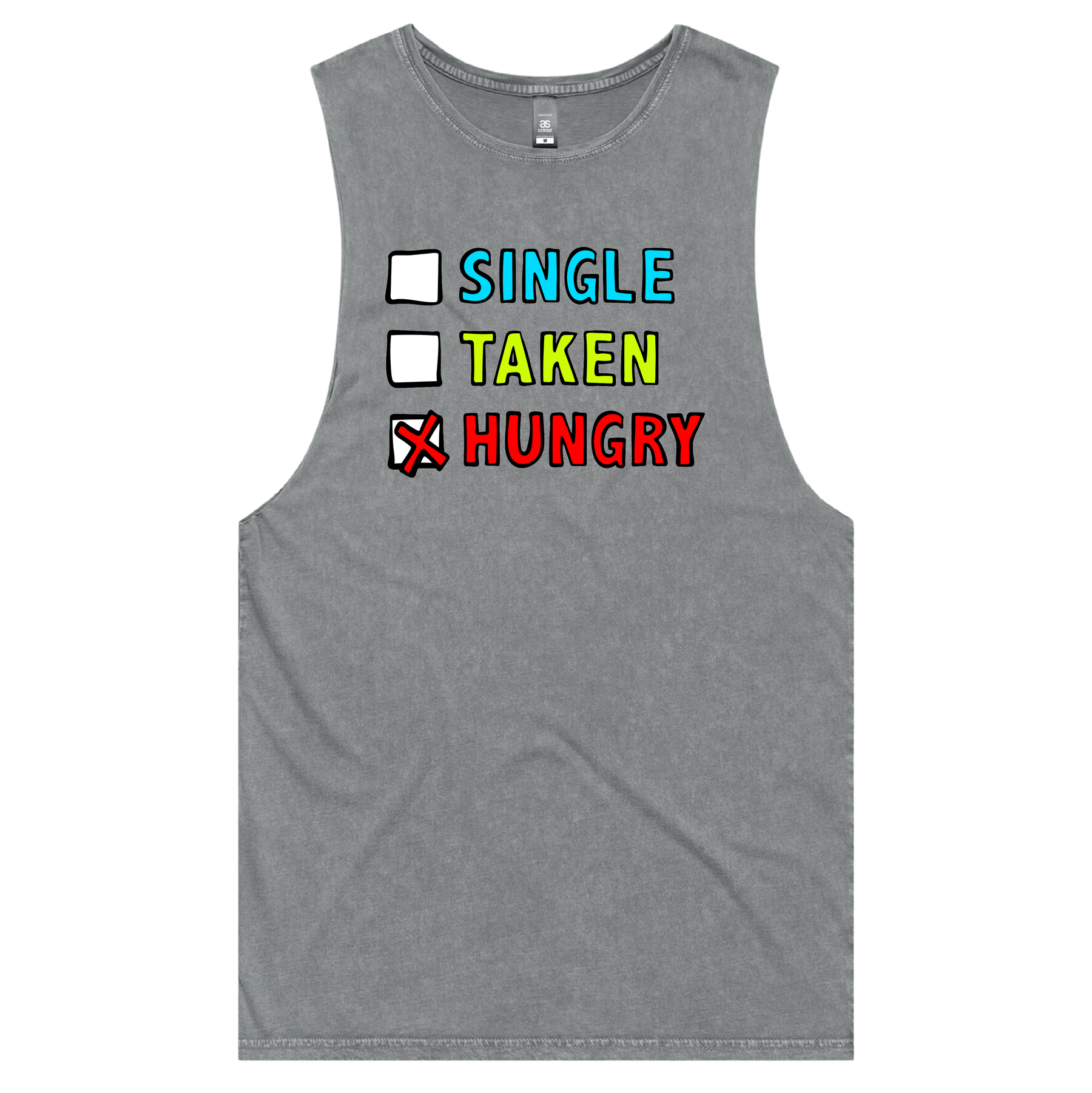 S / Ash / Large Front Design Single Taken Hungry 🍔🍟 -  Tank