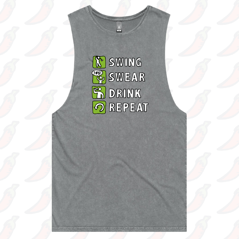 S / Ash / Large Front Design Swing Swear Drink Repeat 🏌 – Tank