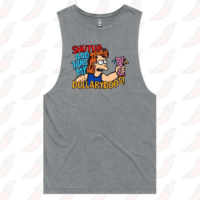 S / Ash / Large Front Design Take My Dollary Doos 💵 – Tank