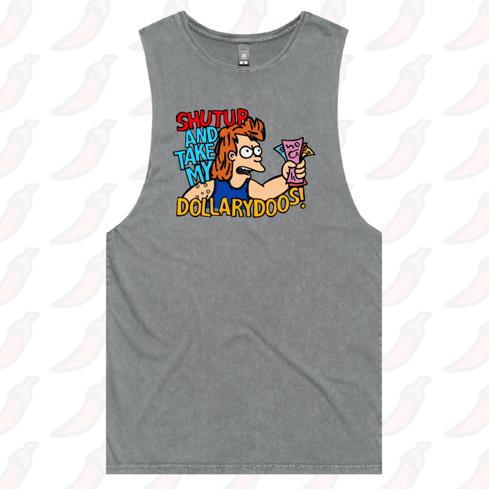 S / Ash / Large Front Design Take My Dollary Doos 💵 – Tank