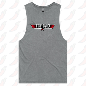 S / Ash / Large Front Design Top Dad 🕶️ - Tank