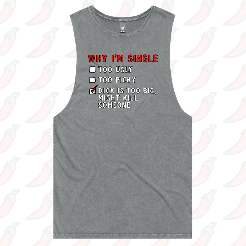 S / Ash / Large Front Design Why I’m Single 🍆☠️ - Tank