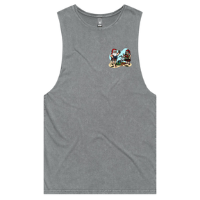 S / Ash / Small Front Design Aussie Christmas 🍤🍺 - Tank