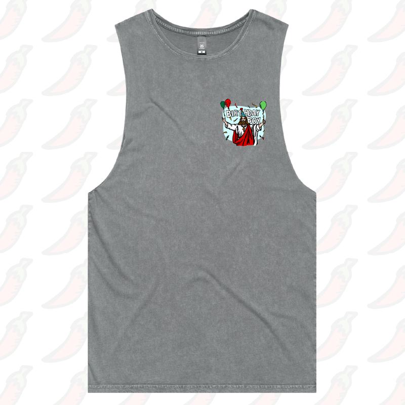 S / Ash / Small Front Design Birthday Boy Christmas 🎉🎄- Tank