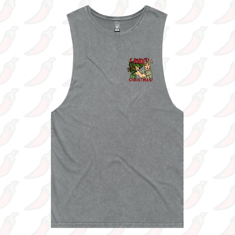 S / Ash / Small Front Design Crikey It’s Christmas 🐊🎄 - Tank