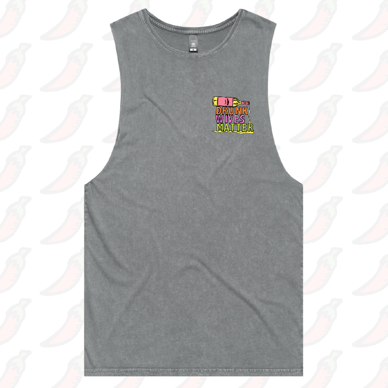 S / Ash / Small Front Design Drunk Wives Matter 🥂 – Tank