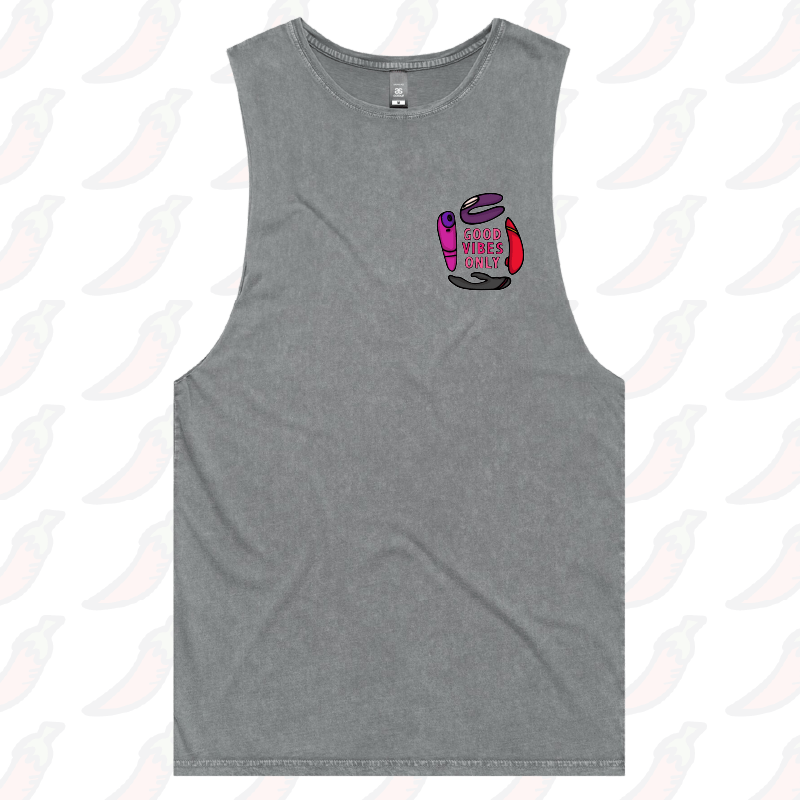 S / Ash / Small Front Design Good Vibes Only 🍡 – Tank