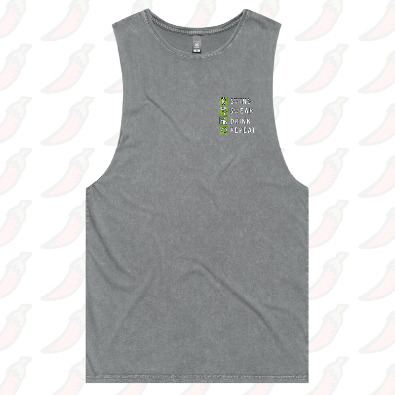 S / Ash / Small Front Design Swing Swear Drink Repeat 🏌 – Tank