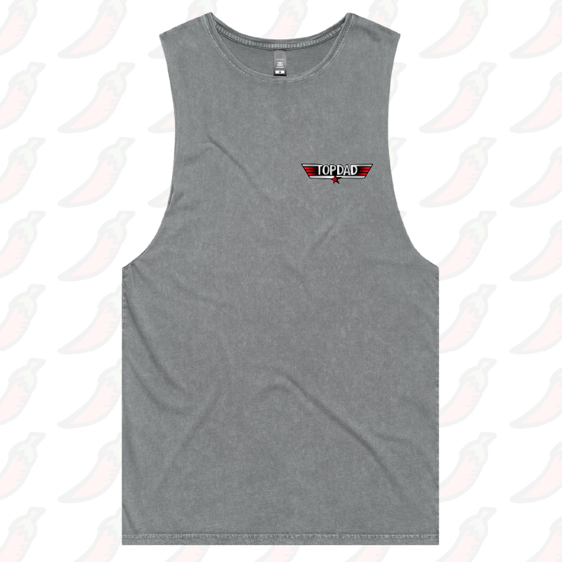 S / Ash / Small Front Design Top Dad 🕶️ - Tank