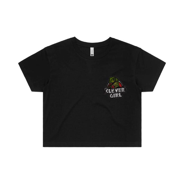 S / Black Clever Girl 🦖 - Women's Crop Top