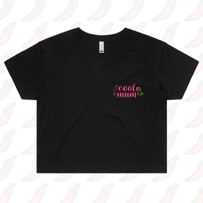 S / Black Cool Mum 🌷–  Women's Crop Top