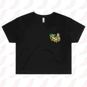 S / Black CRIKEY! CROC HUNTER 🐊 - Women's Crop Top