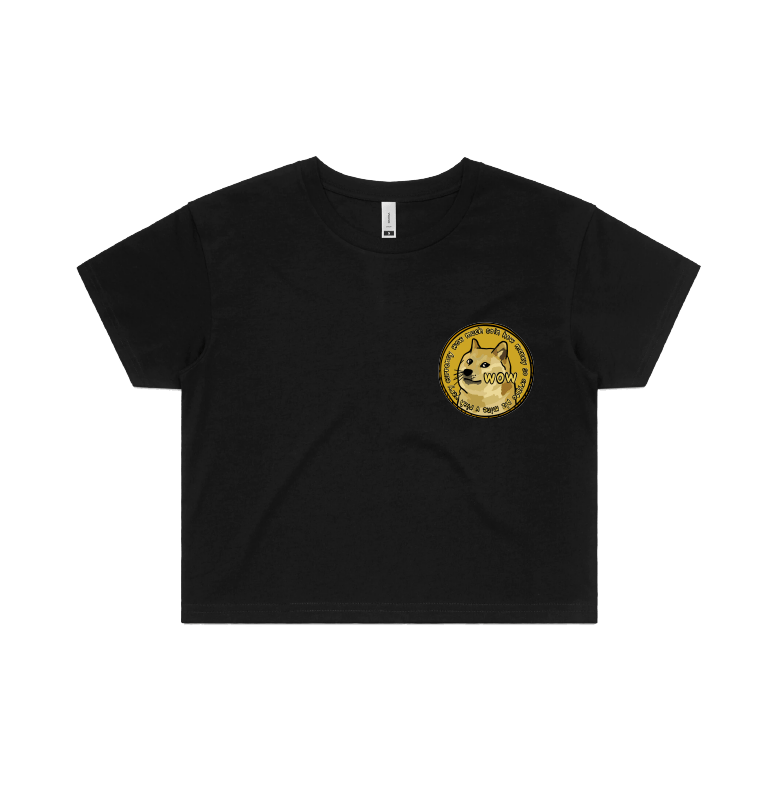 S / Black Dogecoin 🚀 - Women's Crop Top