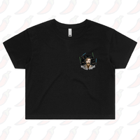 S / Black Hello There! 👋 - Women's Crop Hoodie