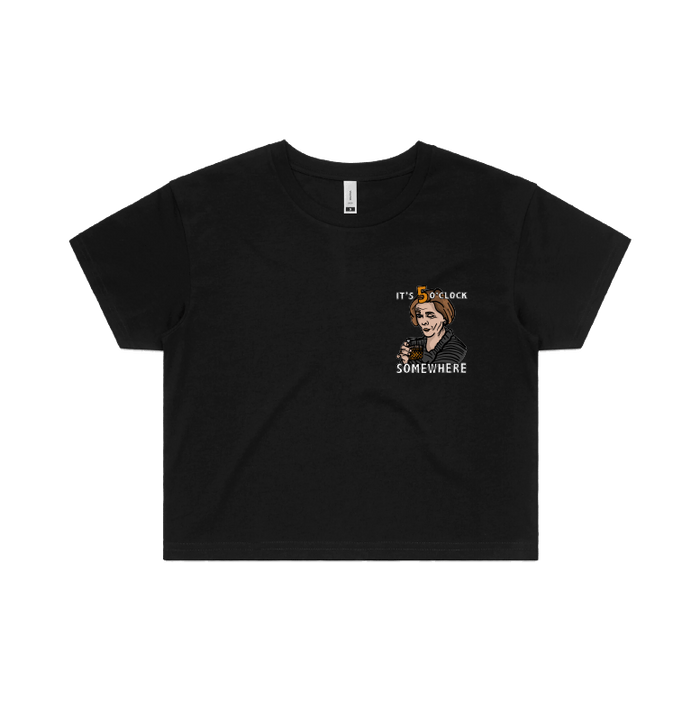 S / Black It's 5 o'clock Somewhere ⌚ - Women's Crop Top