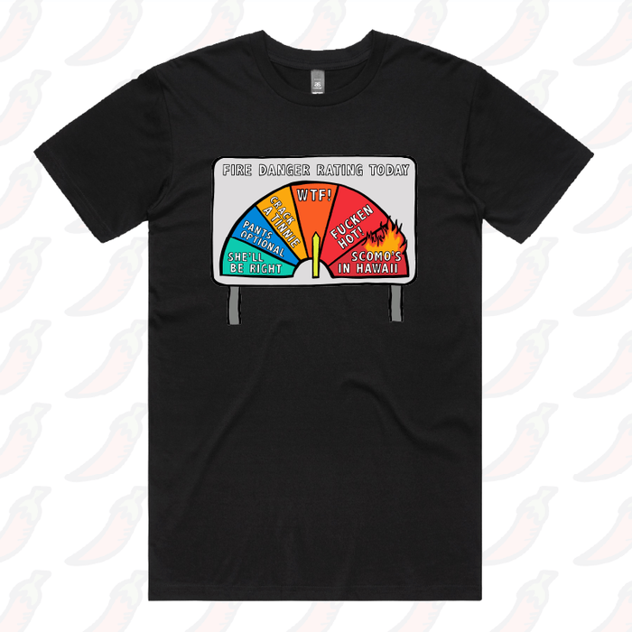 S / Black / Large Front Design Aussie Fire Danger Rating 🚒 - Men's T Shirt