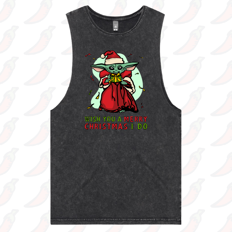 S / Black / Large Front Design Baby Yoda Christmas 👶🎄- Tank