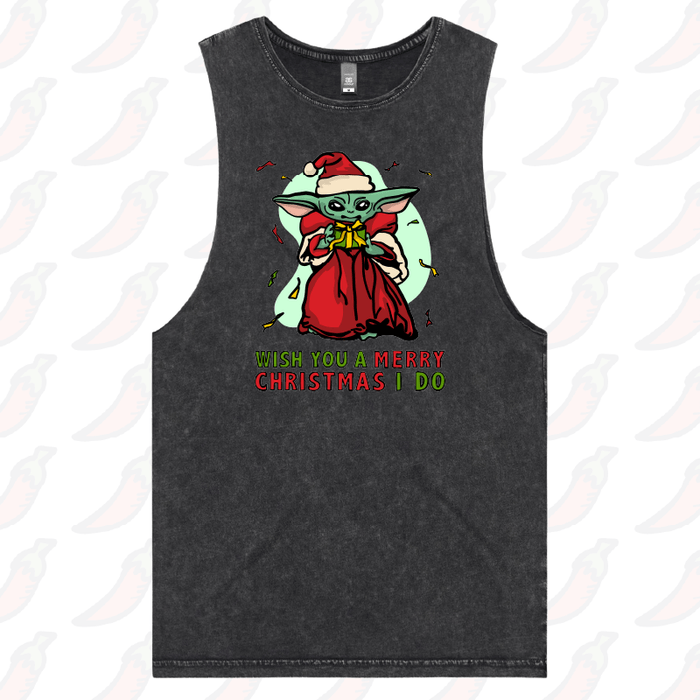 S / Black / Large Front Design Baby Yoda Christmas 👶🎄- Tank